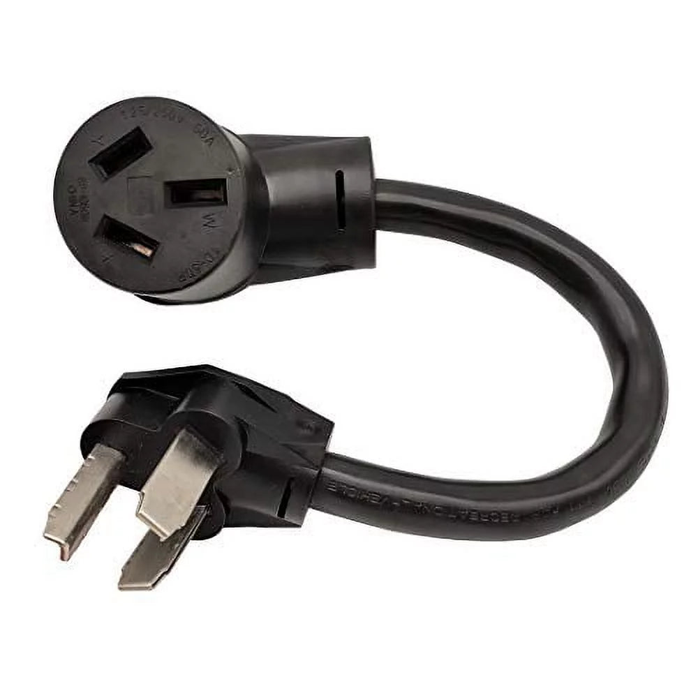 Adapter Cord Dryer 3 Prong Plug 10-30P to 10-50R Electric Stove Receptacle, 30A, 250V 1FT O61529