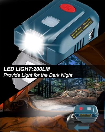 150W Power Inverter Generator for 18V Lithium Battery, DC 18V to AC 110V-120V Portable Power Station with 2 USB & AC Outlet & 200LM LED Light L360