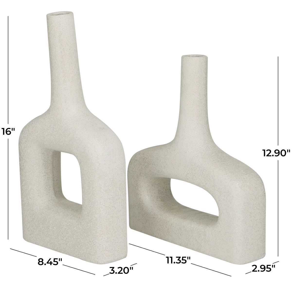 16" 13"H White Ceramic Vase Set of 2 A7150