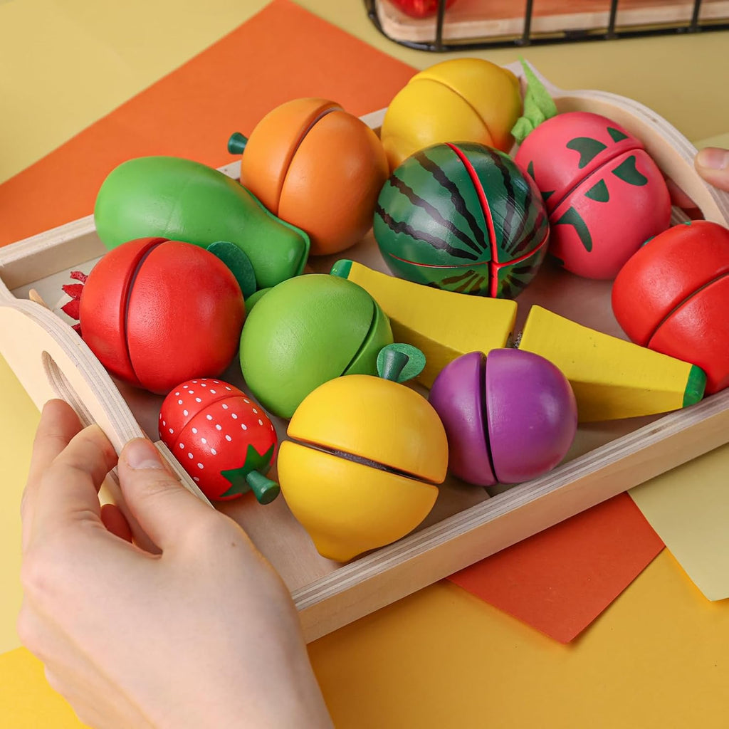 Wooden Play Food Set with Wooden Tray Z3152