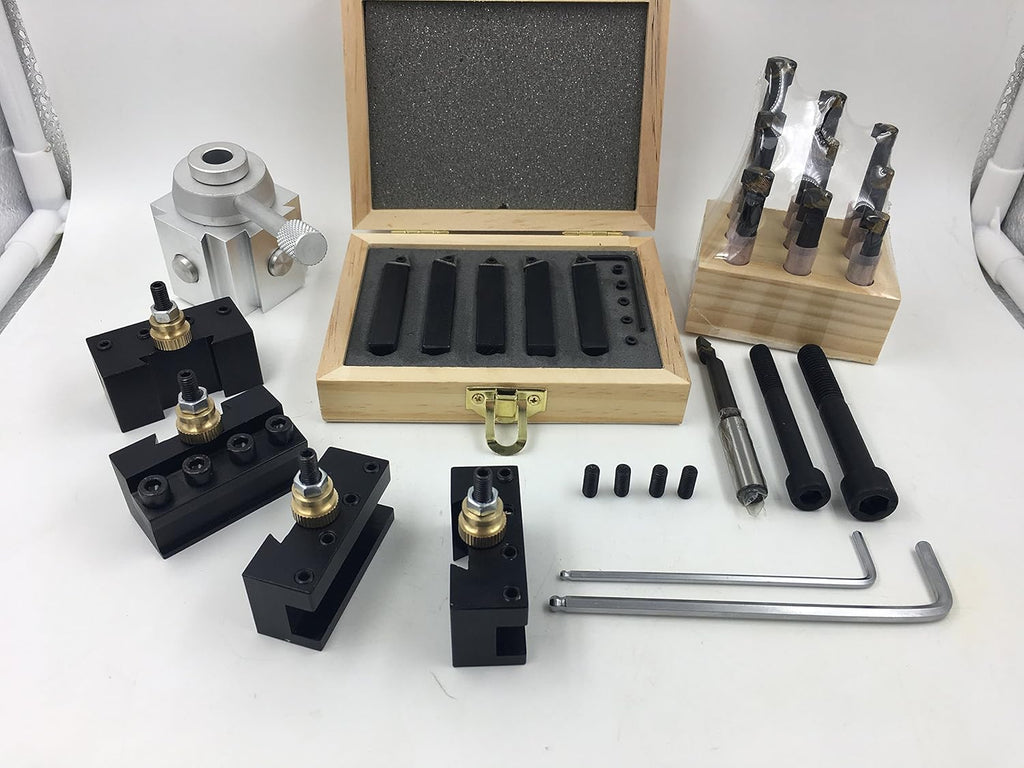 Quick Change Tool Post Holder Set with Boring Bar and Carbide Inserts H65610