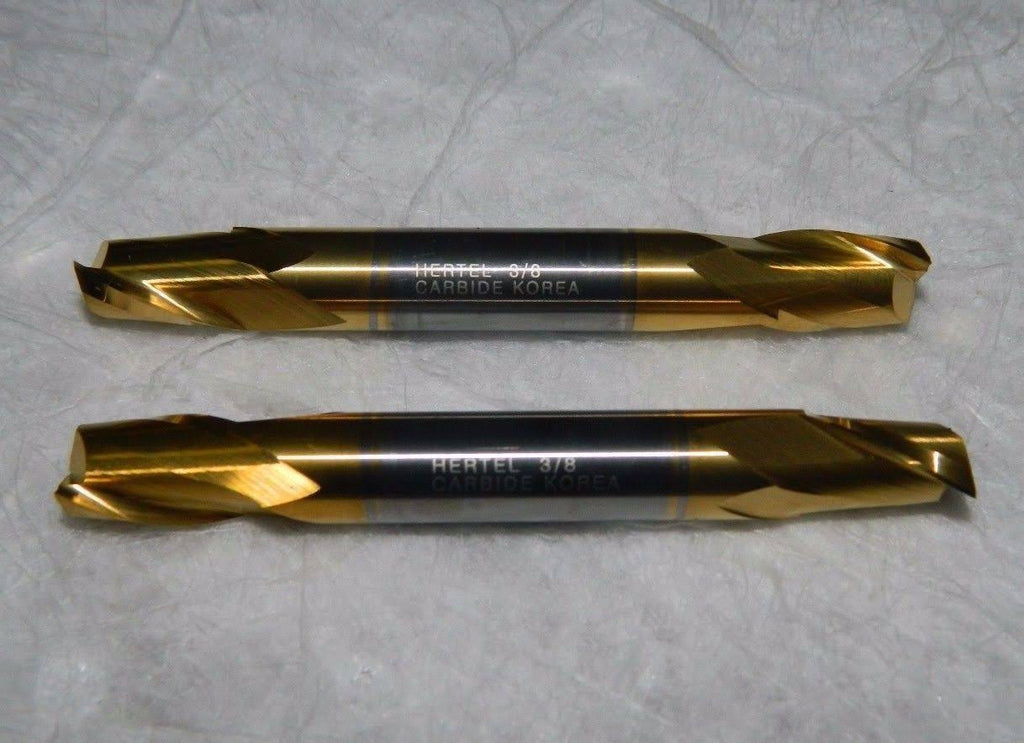 Solid Carbide Square End 3/8 Diam 1/2 2 Flute 2 Pack X5245