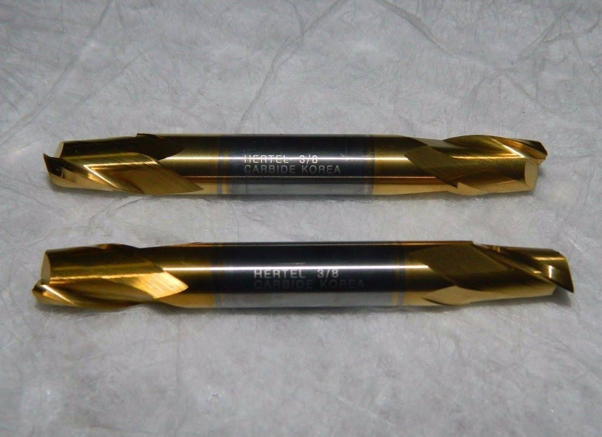 Solid Carbide Square End 3/8 Diam 1/2 2 Flute 2 Pack X5245