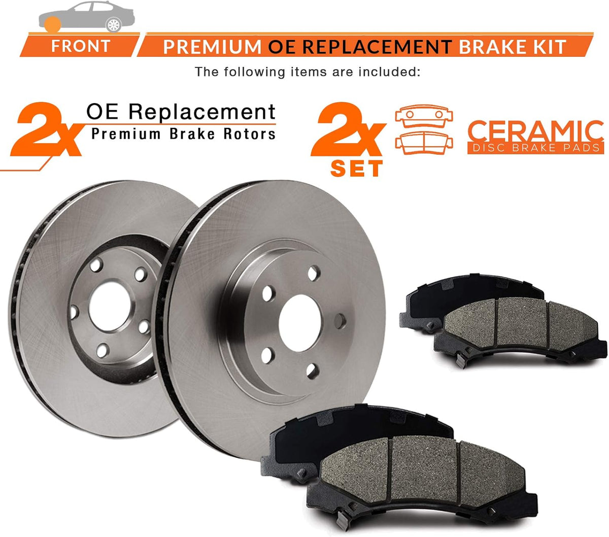 Max Brakes Premium OE Rotors with Carbon Ceramic Pads C9850