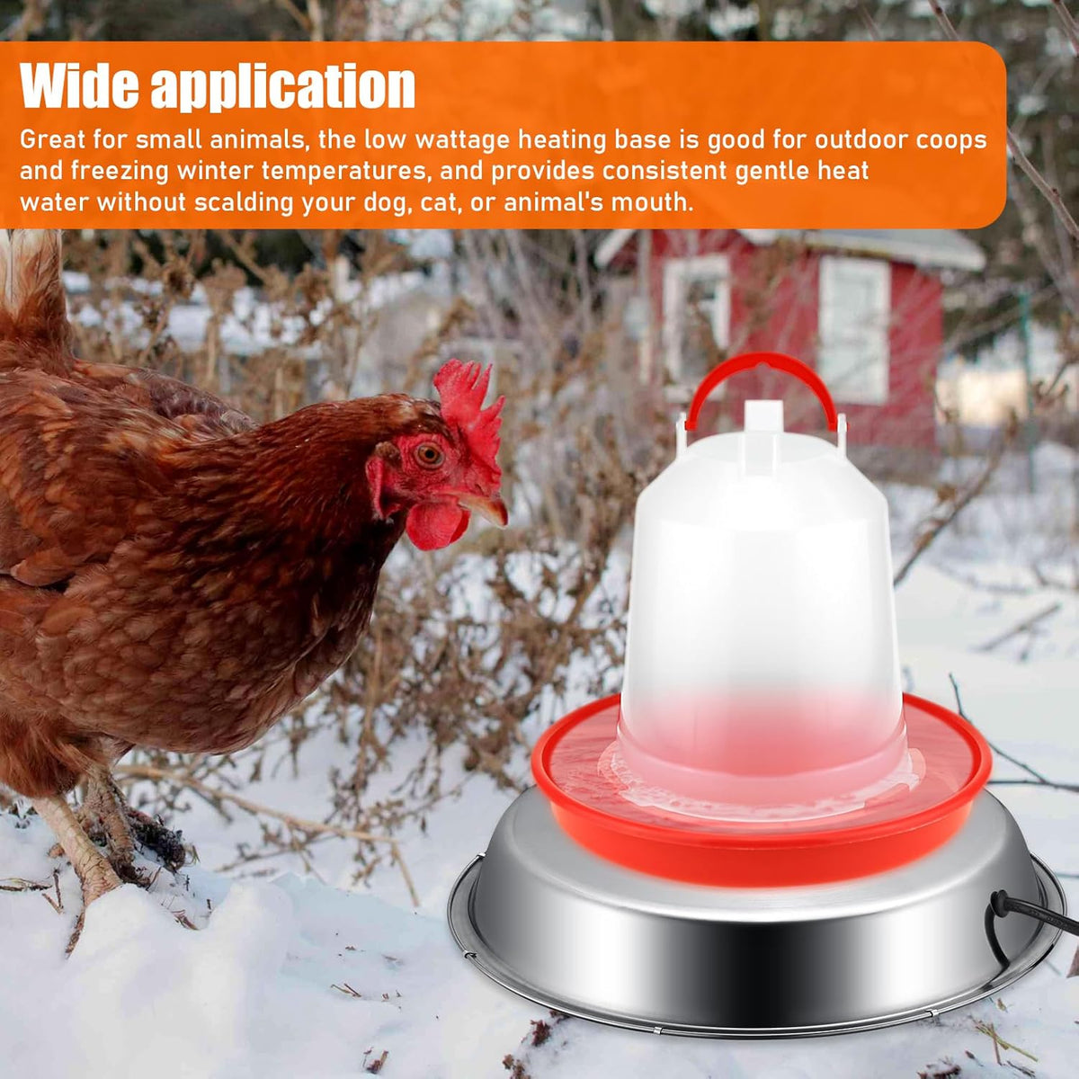 12 Inch 5 Gallons Poultry Drinker Heater Base with Thermostat and Power Cord Y353859