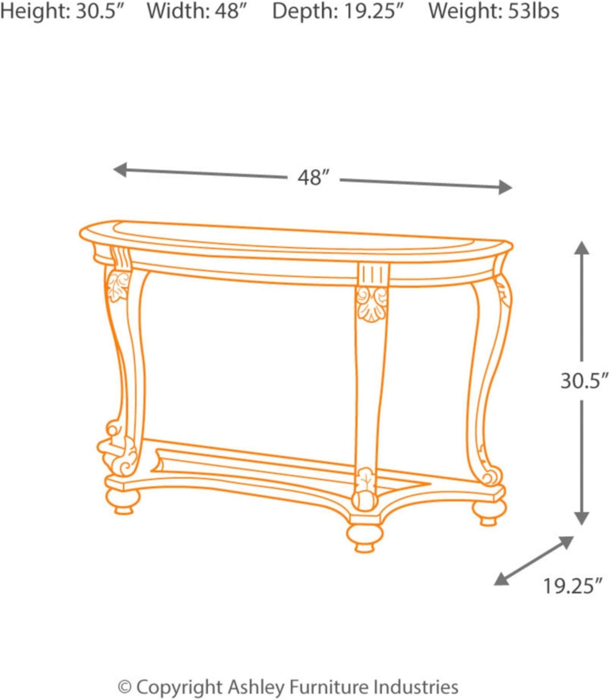 Dark Brown Glass Top Sofa Table U429