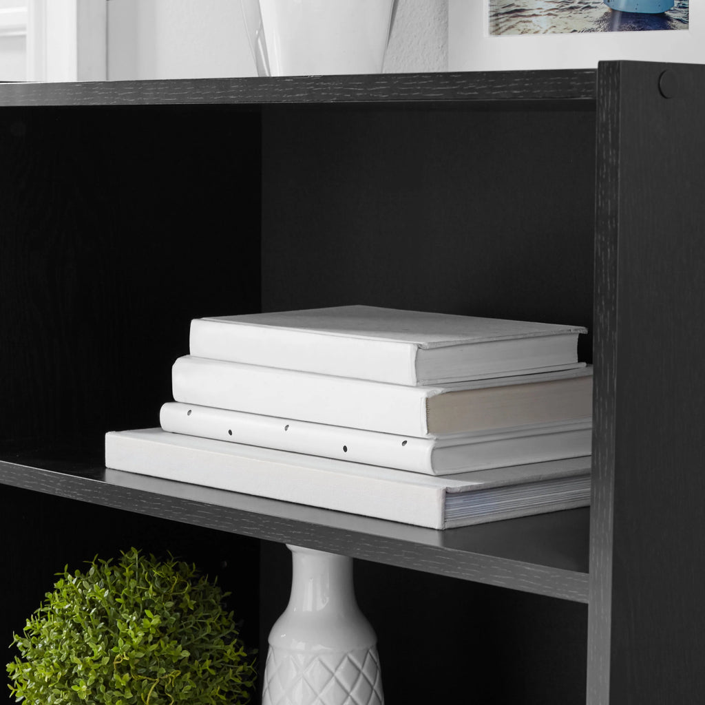 3-Shelf Bookcase with Adjustable Shelves, Black Oak L532011