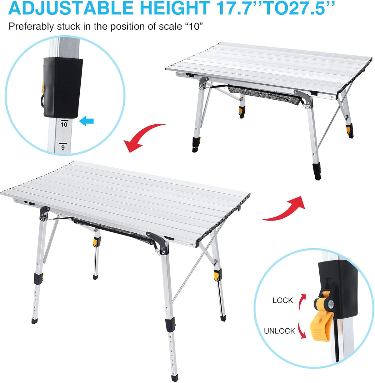 Folding Portable Aluminum Camping Table with Tablecloth T653