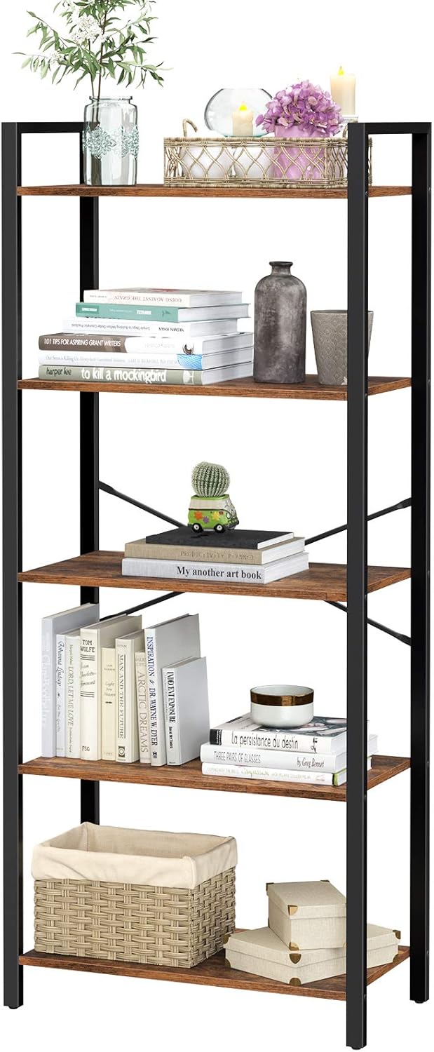 5-Tier Bookshelf with Steel Frame E770944