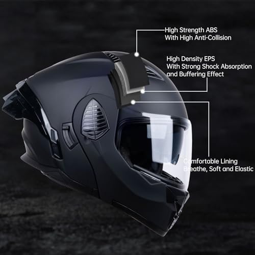 Matt Black X-Large Full Face Modular Motorcycle Helmet B50031