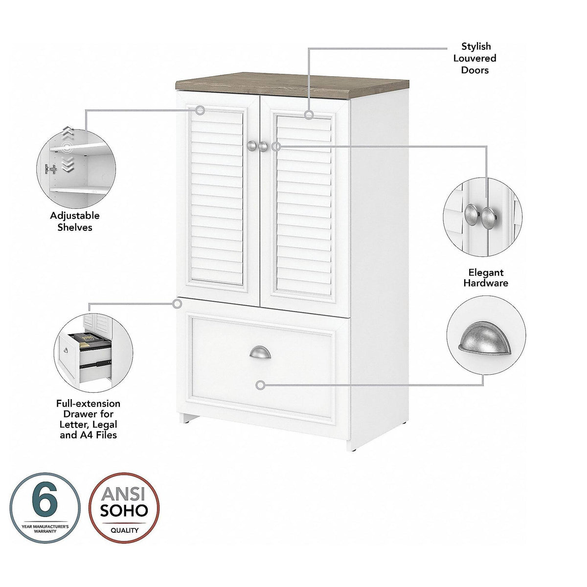 Gray L Shaped Desk with Storage Cabinet and File Drawer D376596