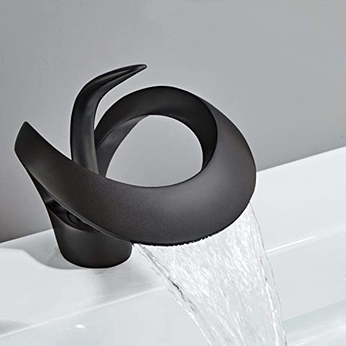 Black Solid Brass Single Handle 1-Hole Bathroom Vessel Sink Faucet J848