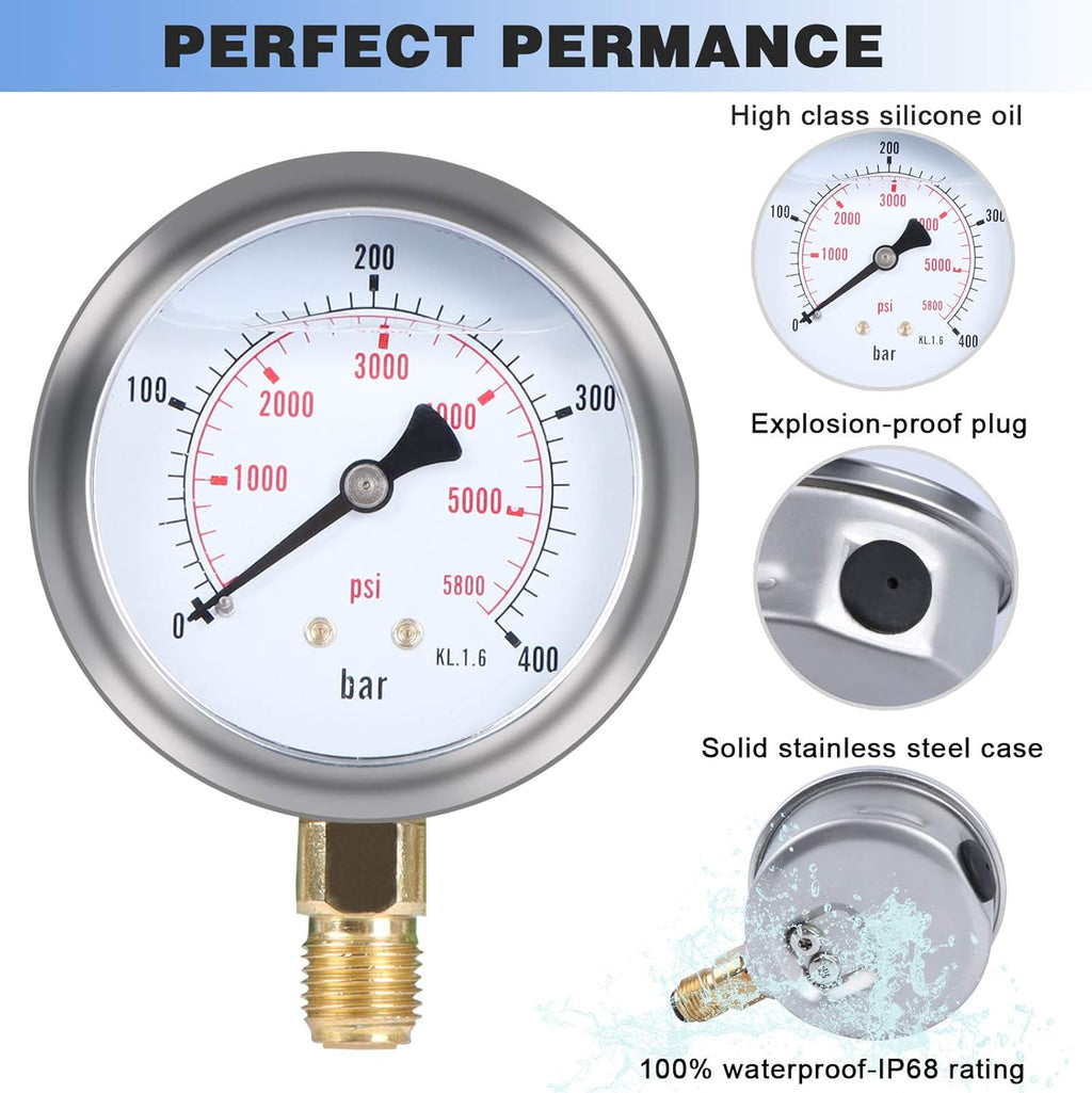 Hydraulic Pressure Test Kit 25/40/60MPa Gauge Tester G9648