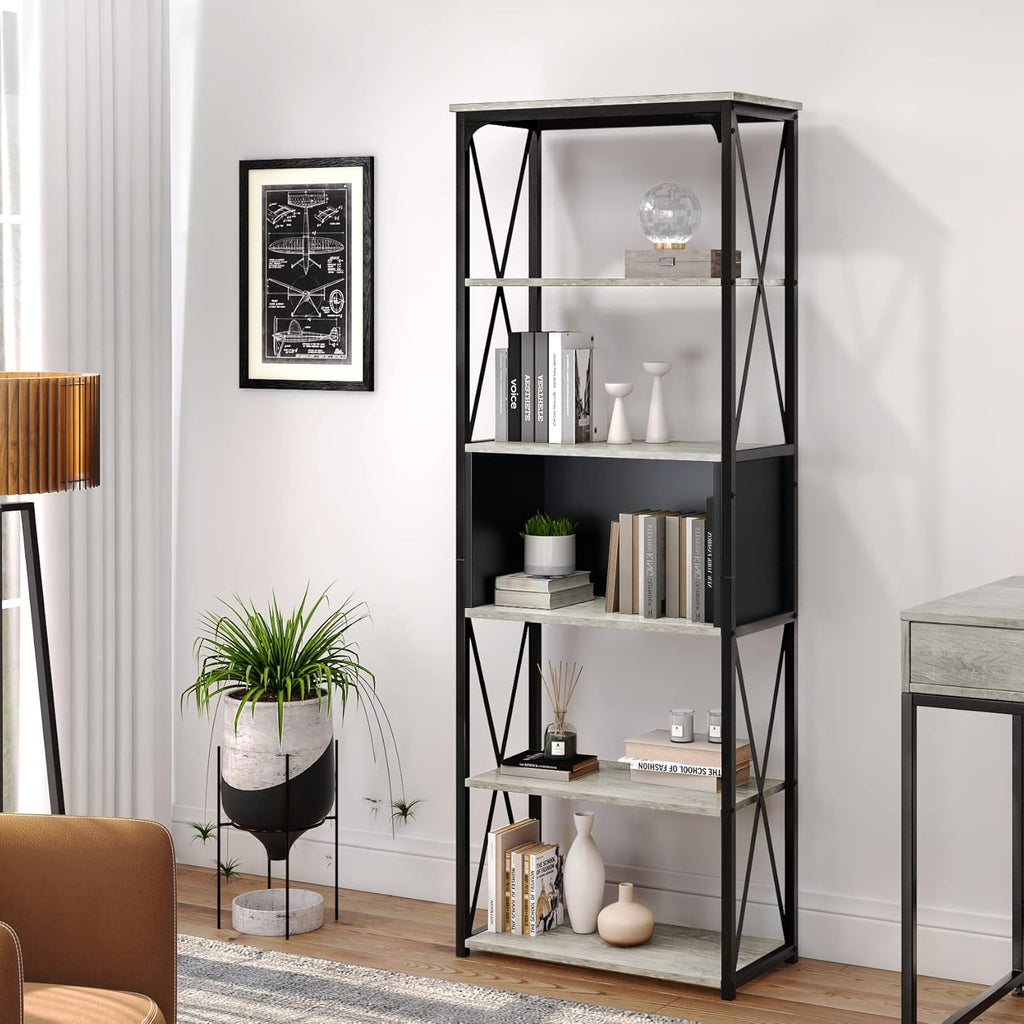 5 Tier Gray Bookshelf Z880