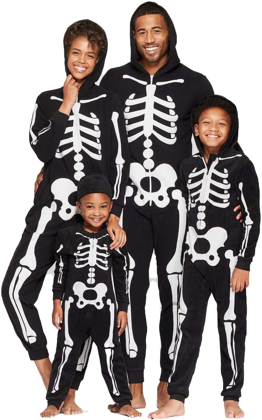 Glow in Dark Black and White Halloween Hoodie Onesie H9634