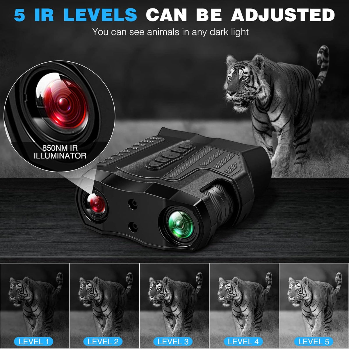 Night Vision Goggles Infrared Digital Binoculars 10x Optical Zoom 3.2” Widescreen L3742