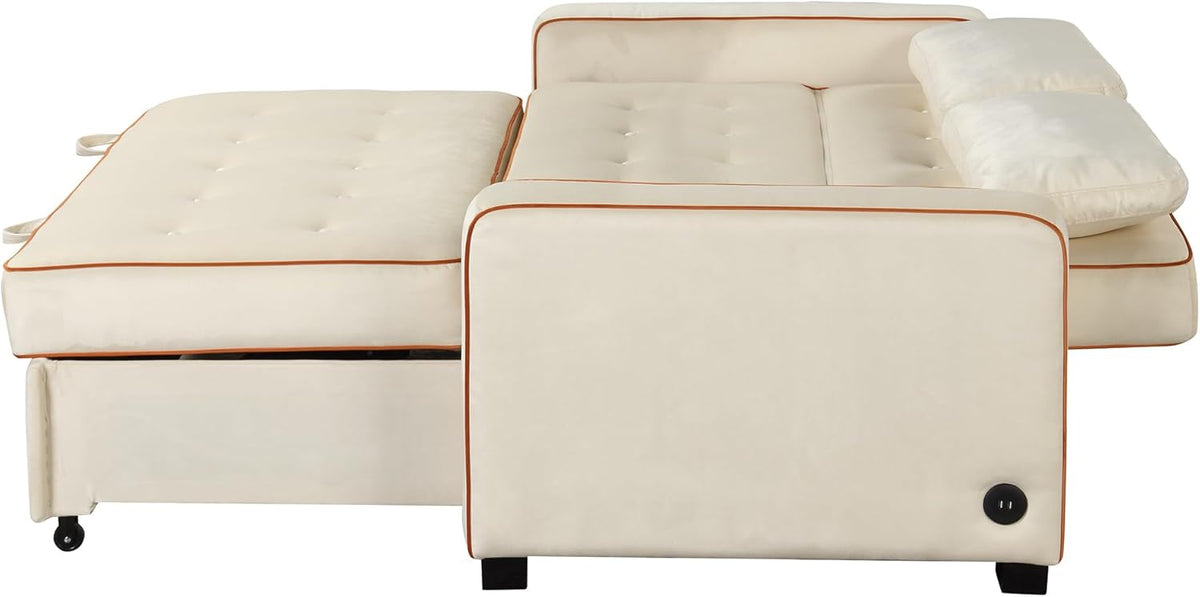 Velvet Convertible Sofa Bed with USB Charging Port F890
