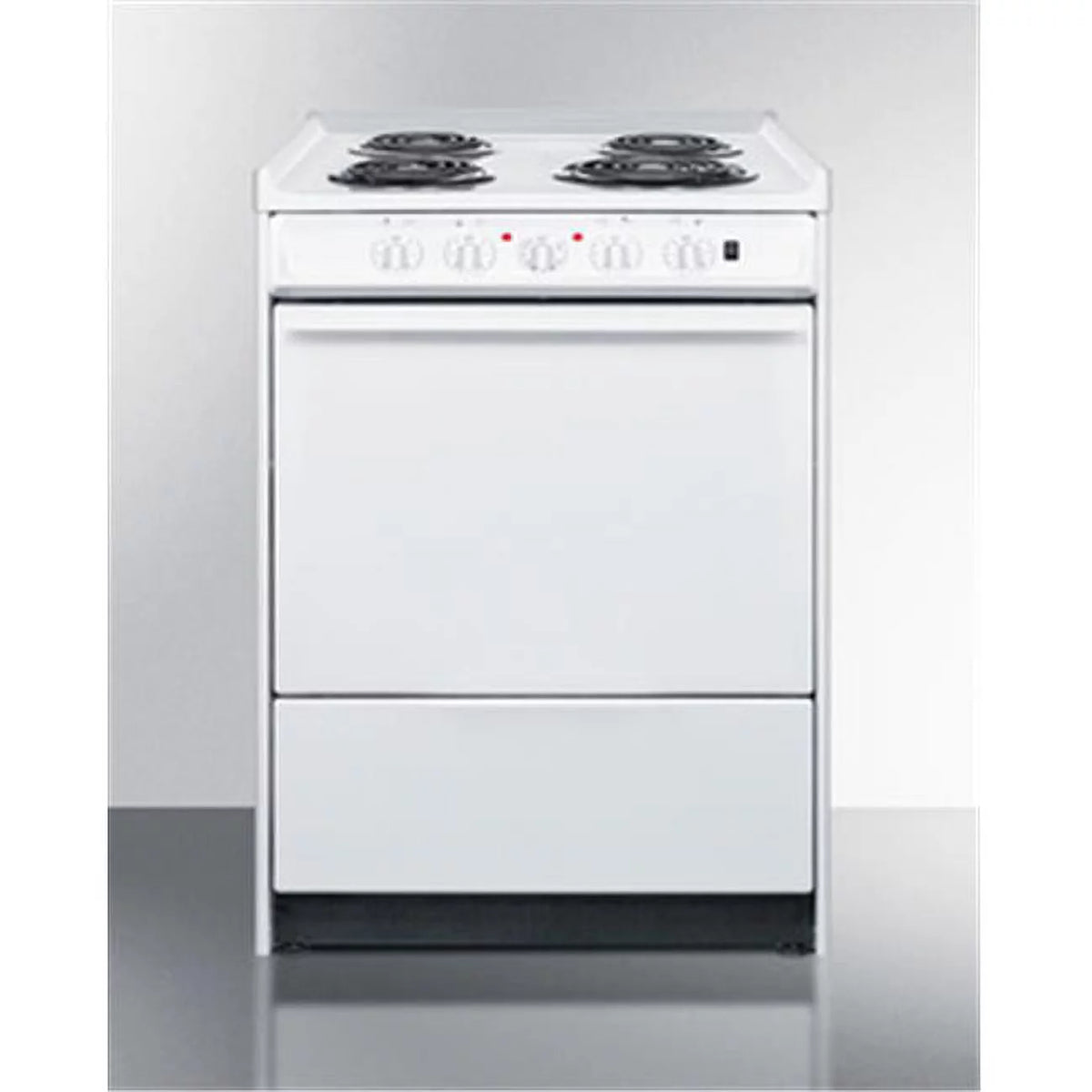 24 in. Wide Slide-in Style Coil Top Electric Range In White with Storage Compartment I79042