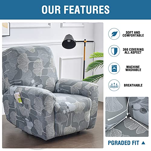 4-Pieces Non Slip Recliner Slipcovers with Storage Pockets G899