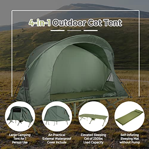 4-in-1 Camping Cot Tent with Waterproof External Cover, Air Mattress & Carrying Bag Y34926