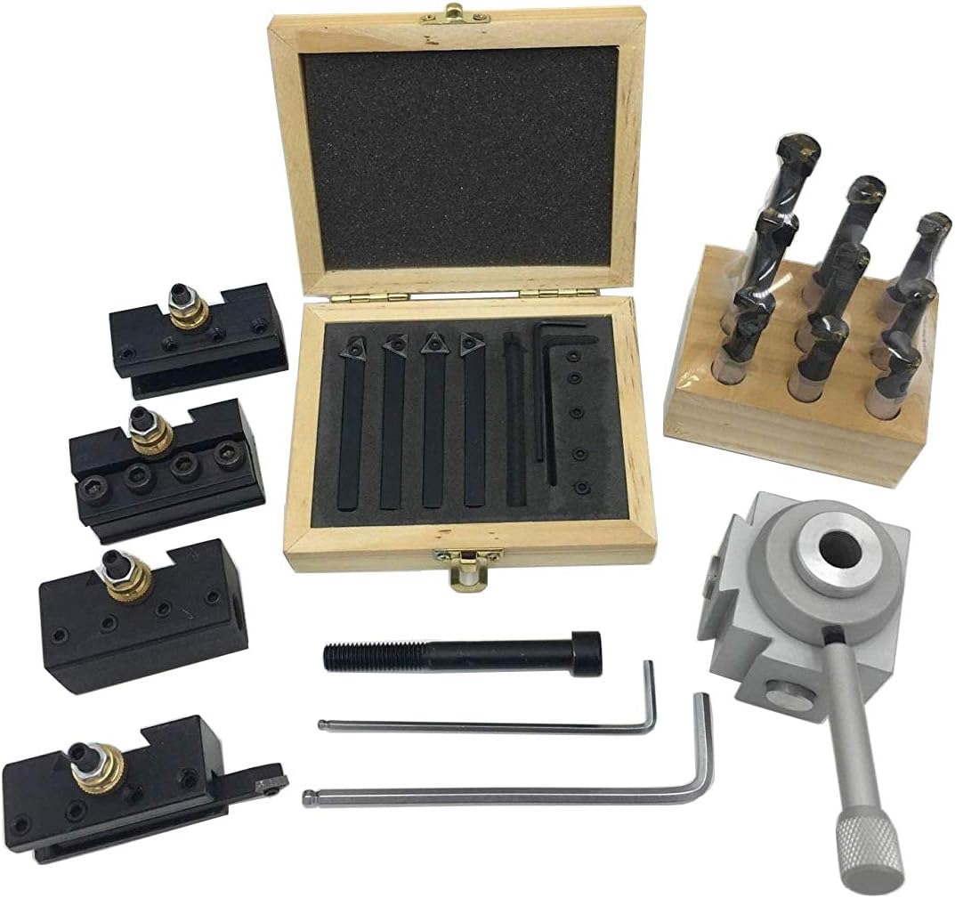 Quick Change Tool Post Holder Set with Boring Bar and Carbide Inserts H65610