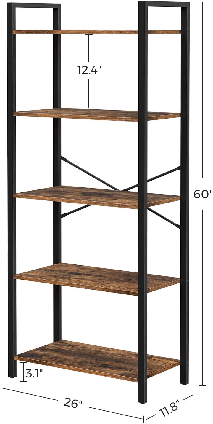5-Tier Bookshelf with Steel Frame E770944