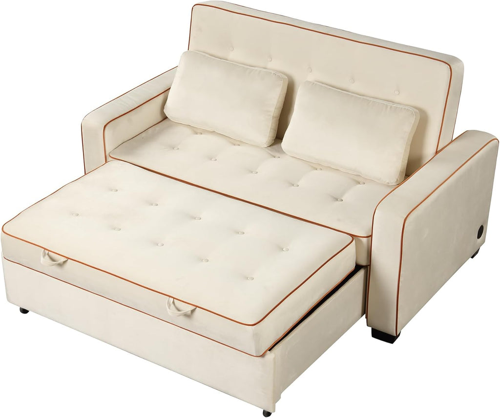 Velvet Convertible Sofa Bed with USB Charging Port F890