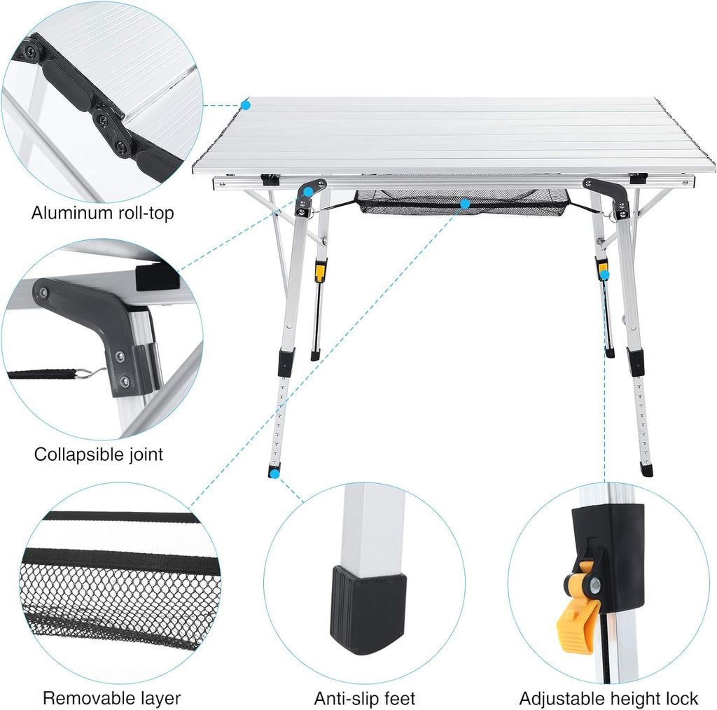Folding Portable Aluminum Camping Table with Tablecloth T653