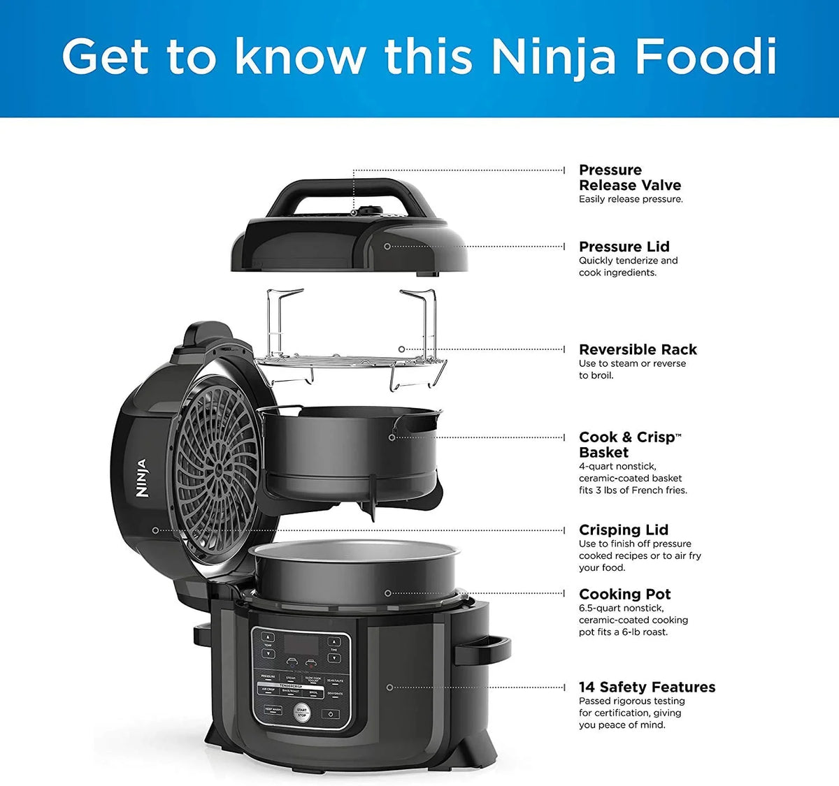 Restored 8-in-1 Multi-Cooker Pressure Cooker and Air Fryer 6.5 Qt G502707