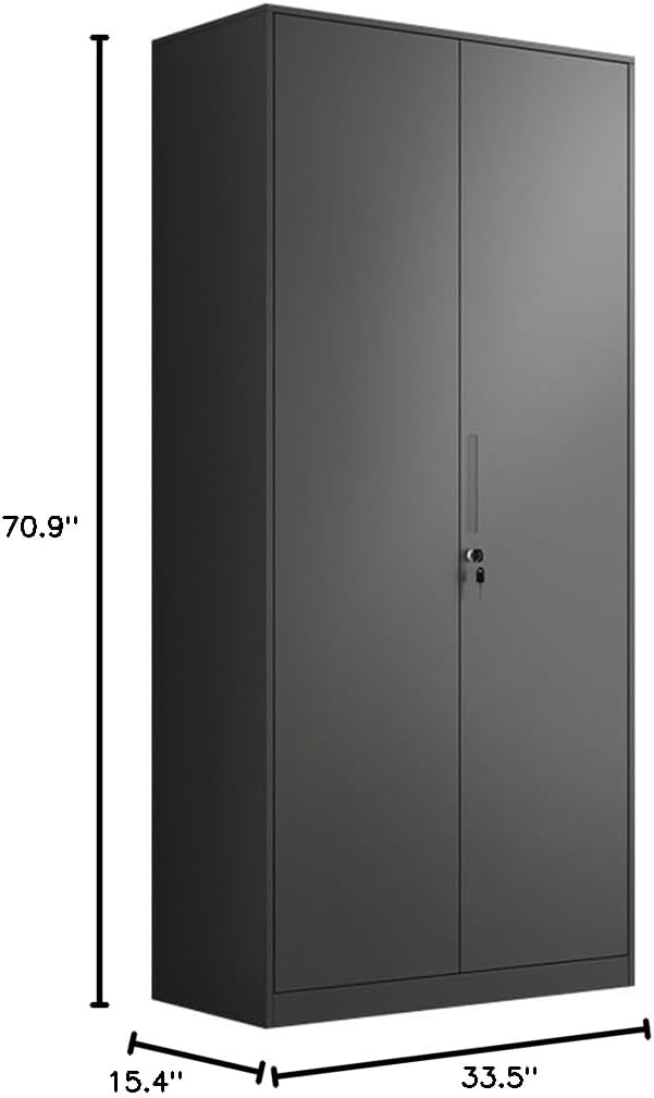 71" Tall Metal Storage Cabinet with Locking and Adjustable Shelves I33696