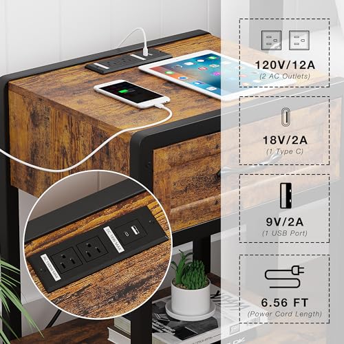 Queen Size Bed Frame with Headboard and Storage Drawers Bench, Nightstand with Storage Drawer N376