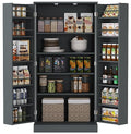 White 4 Door Tall Kitchen Pantry Cabinet with Drawer and Adjustable Shelf M497133