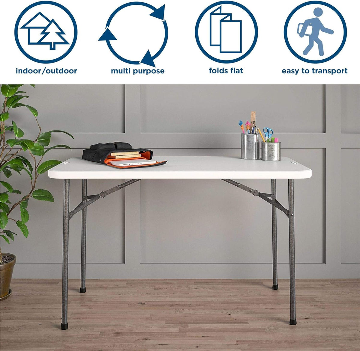 White 4 ft. Folding Utility Table Z747