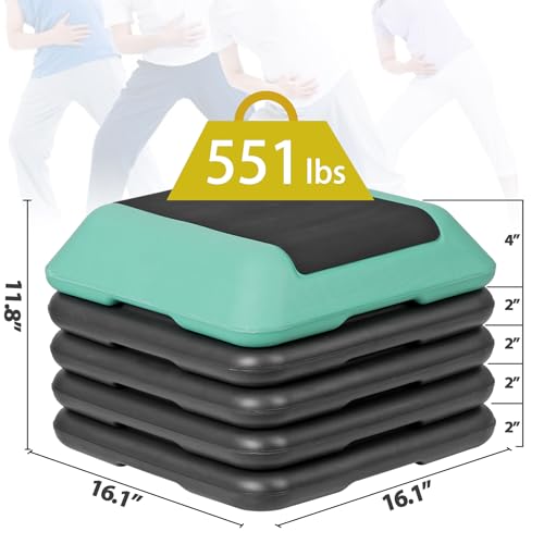 16 Inch Adjustable Aerobic Stepper Exercise Workout Step Platform Bench with 4 Risers I703