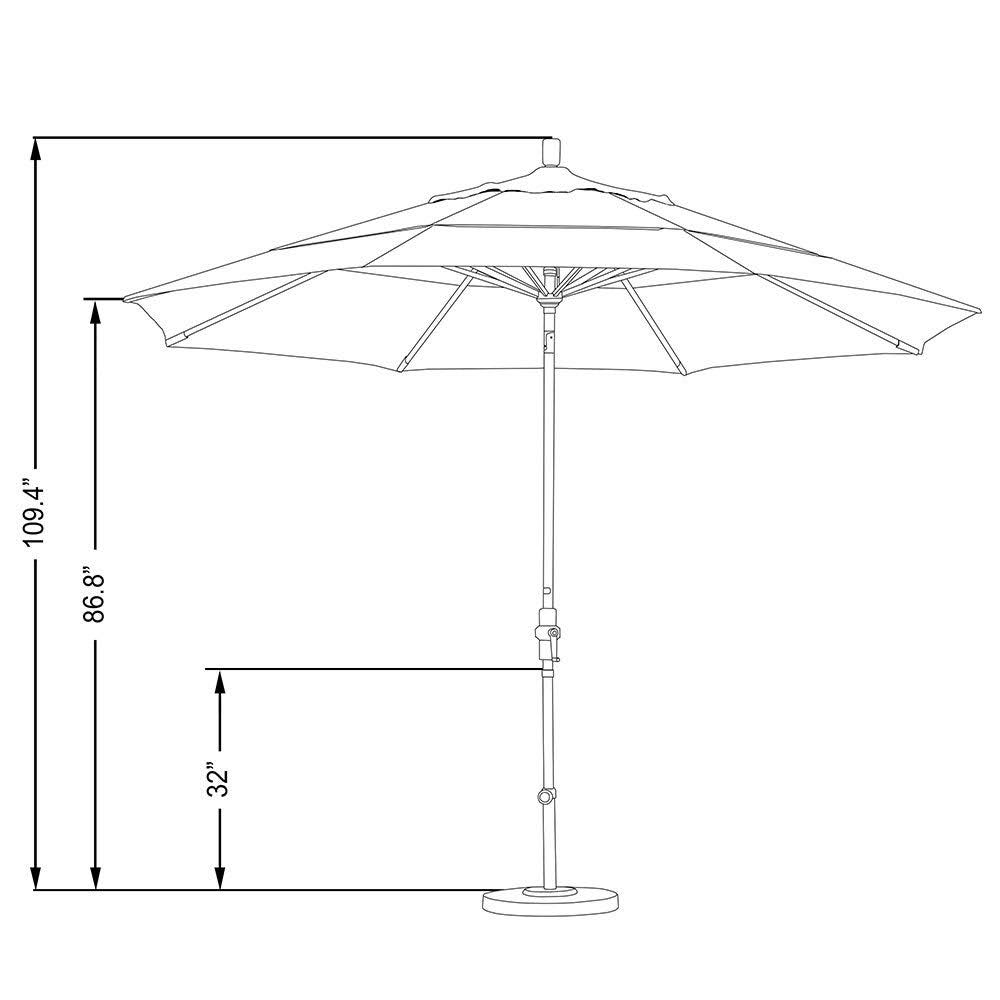 11' Aluminum Market Umbrella Collar Tilt F8929