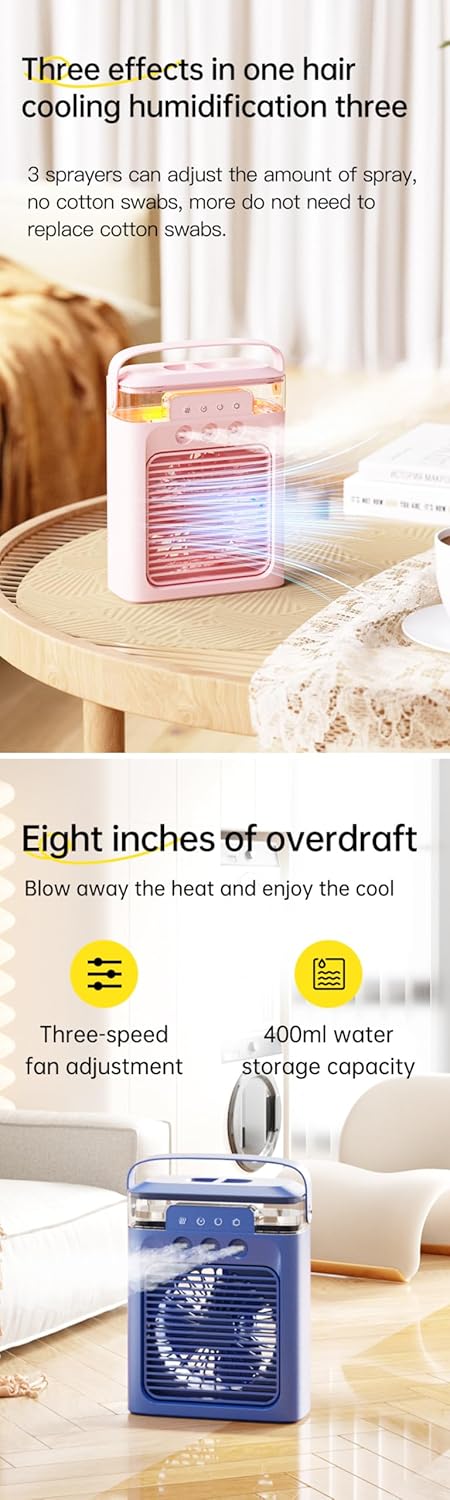 Mini Air Cooler Portable Air Conditioner Evaporative Air Cooler Cordless Desktop Cooling Fan V8089