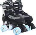 4 Size Adjustable Light Up Wheels Purple Roller Skates F7112