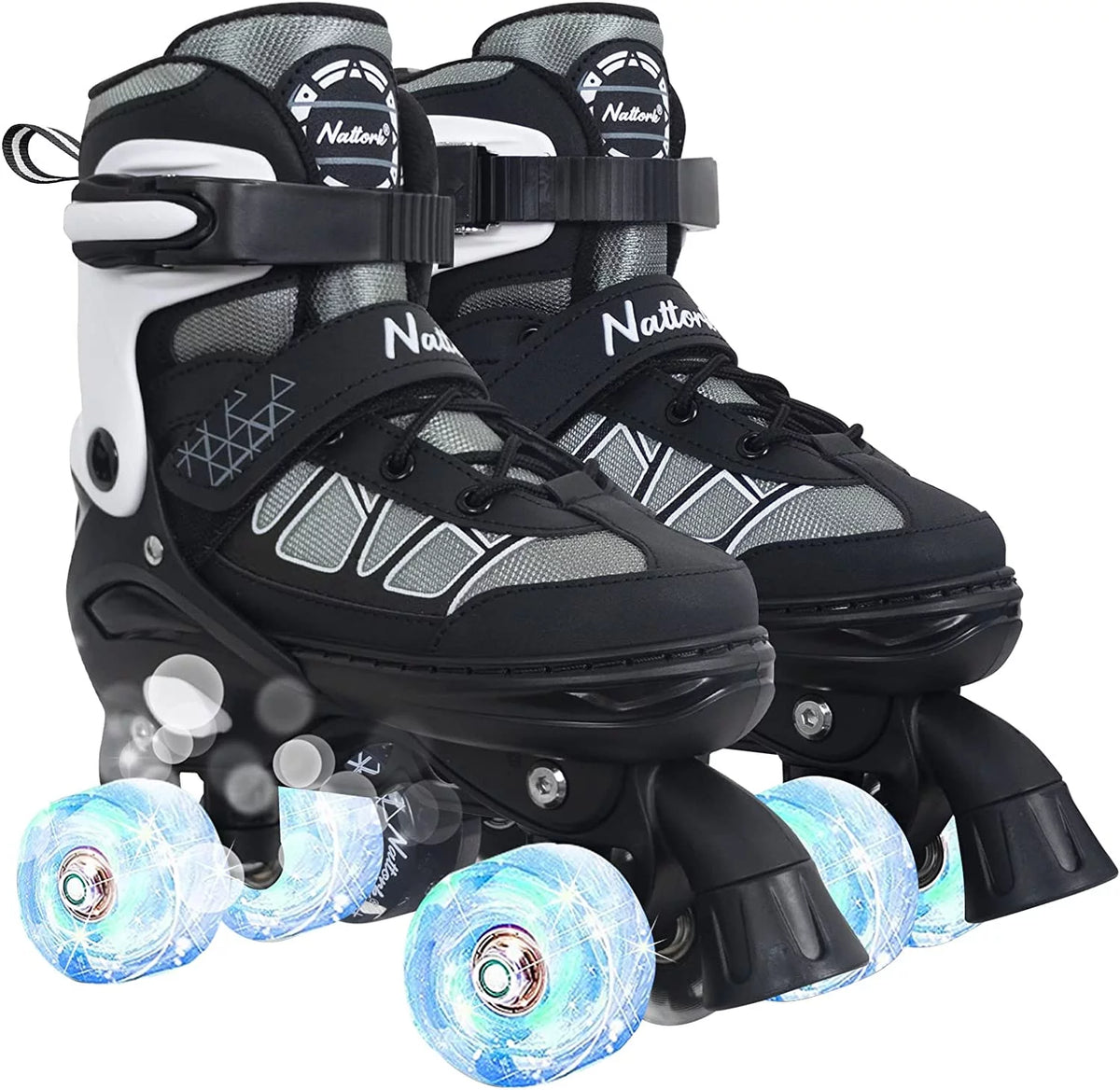4 Size Adjustable Light Up Wheels Purple Roller Skates F7112