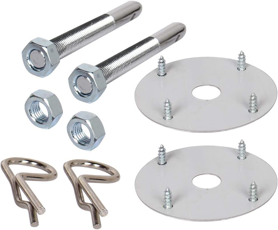 Chrome Steel Hood Pin Clip Kit 18 Pcs Pack of 2 F888899