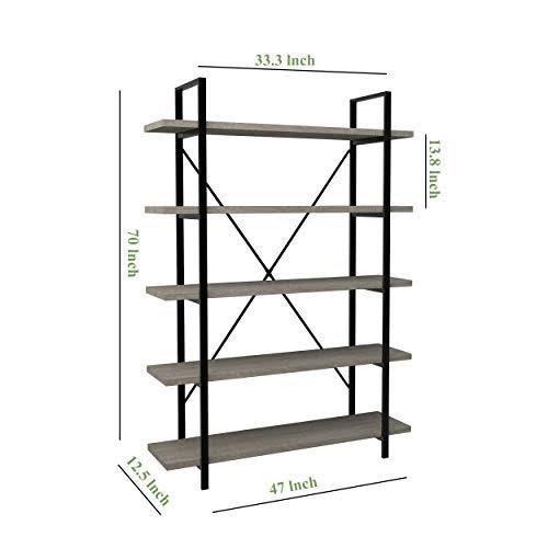 3-Tier Gray Oak Metal and Wood Bookshelf D25419