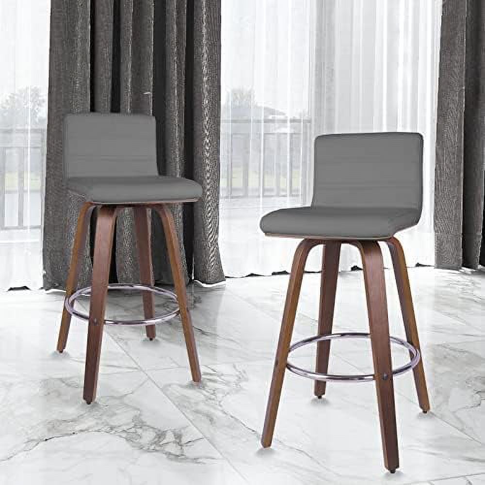 Swivel Stool with Back Set of 2 PU Leather Counter Height Stool L794