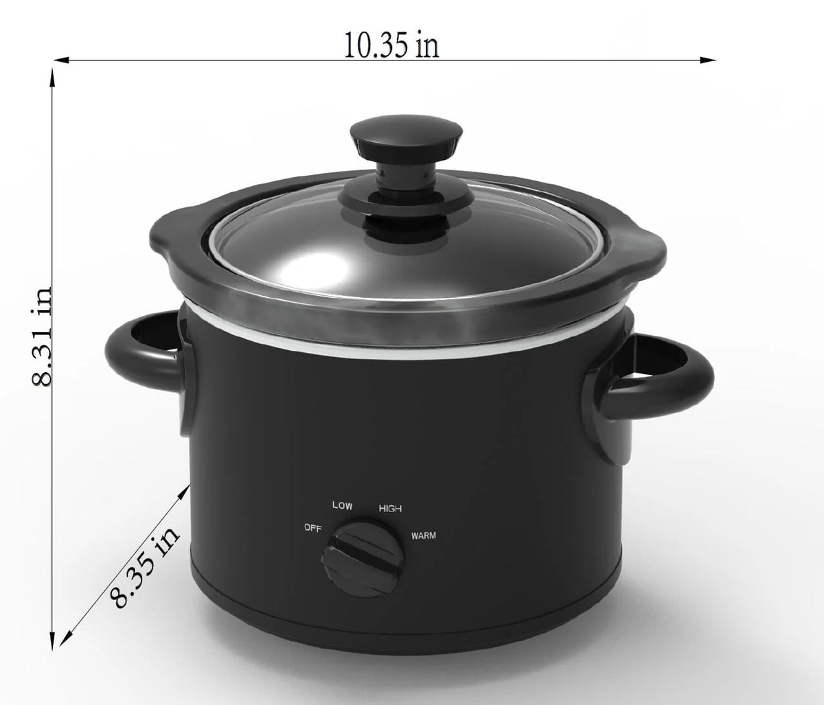 2 QT Slow Cooker, Matte Black Finish, Removeable Stoneware Pot I295876