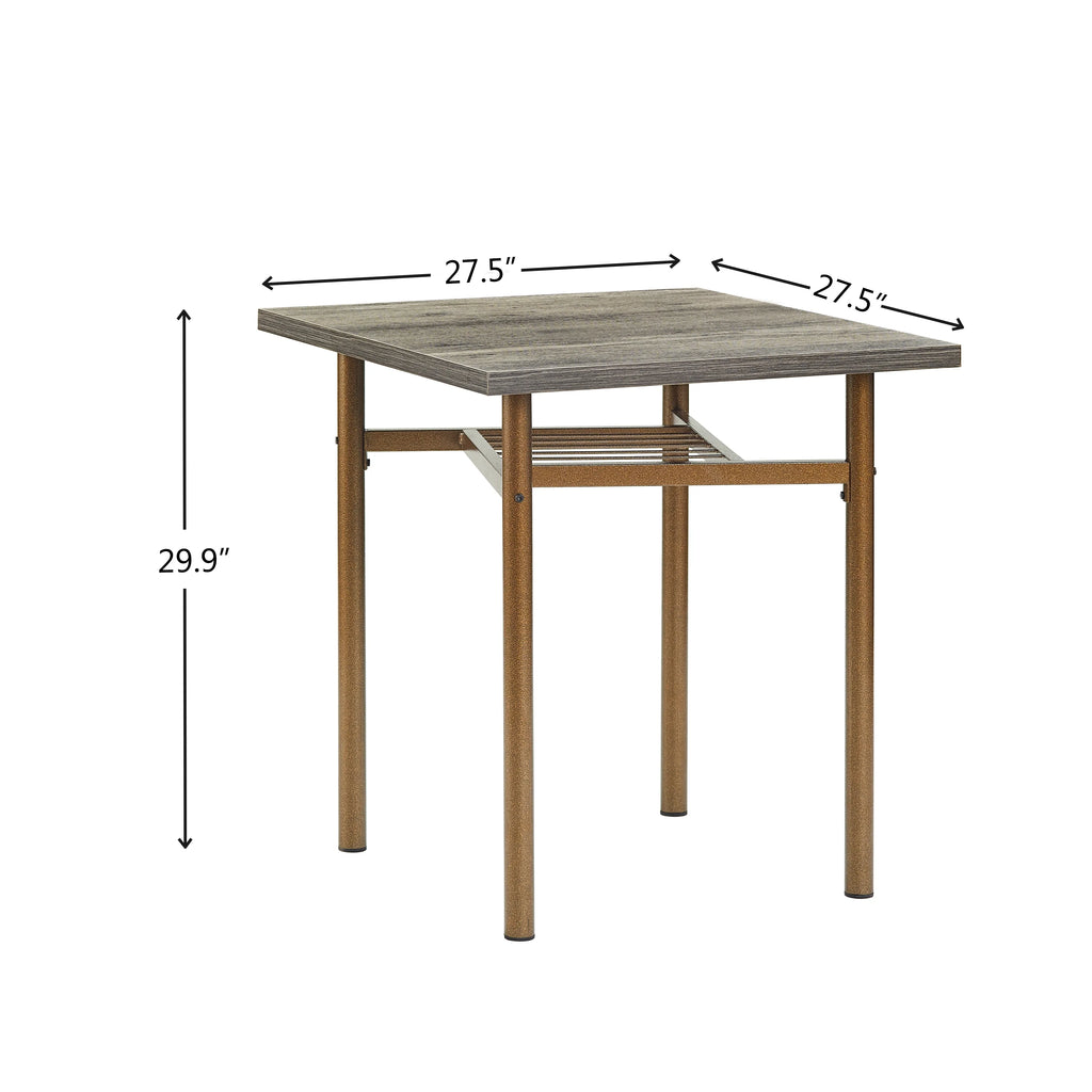 Metal and Wood Square Dining Set for 2 C4193