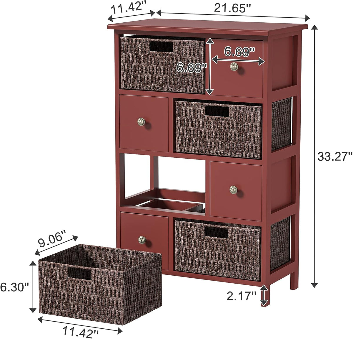 Red Storage Cabinet with 4 Drawers and 4 Baskets V5397