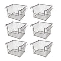 Metal Stackable Kitchen Storage Basket with Handles, 6 Pack K6342