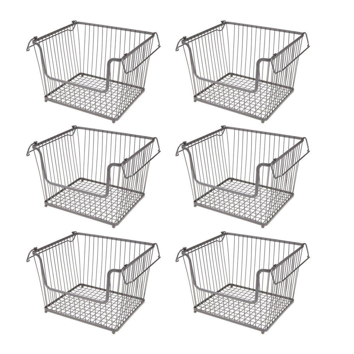 Metal Stackable Kitchen Storage Basket with Handles, 6 Pack K6342