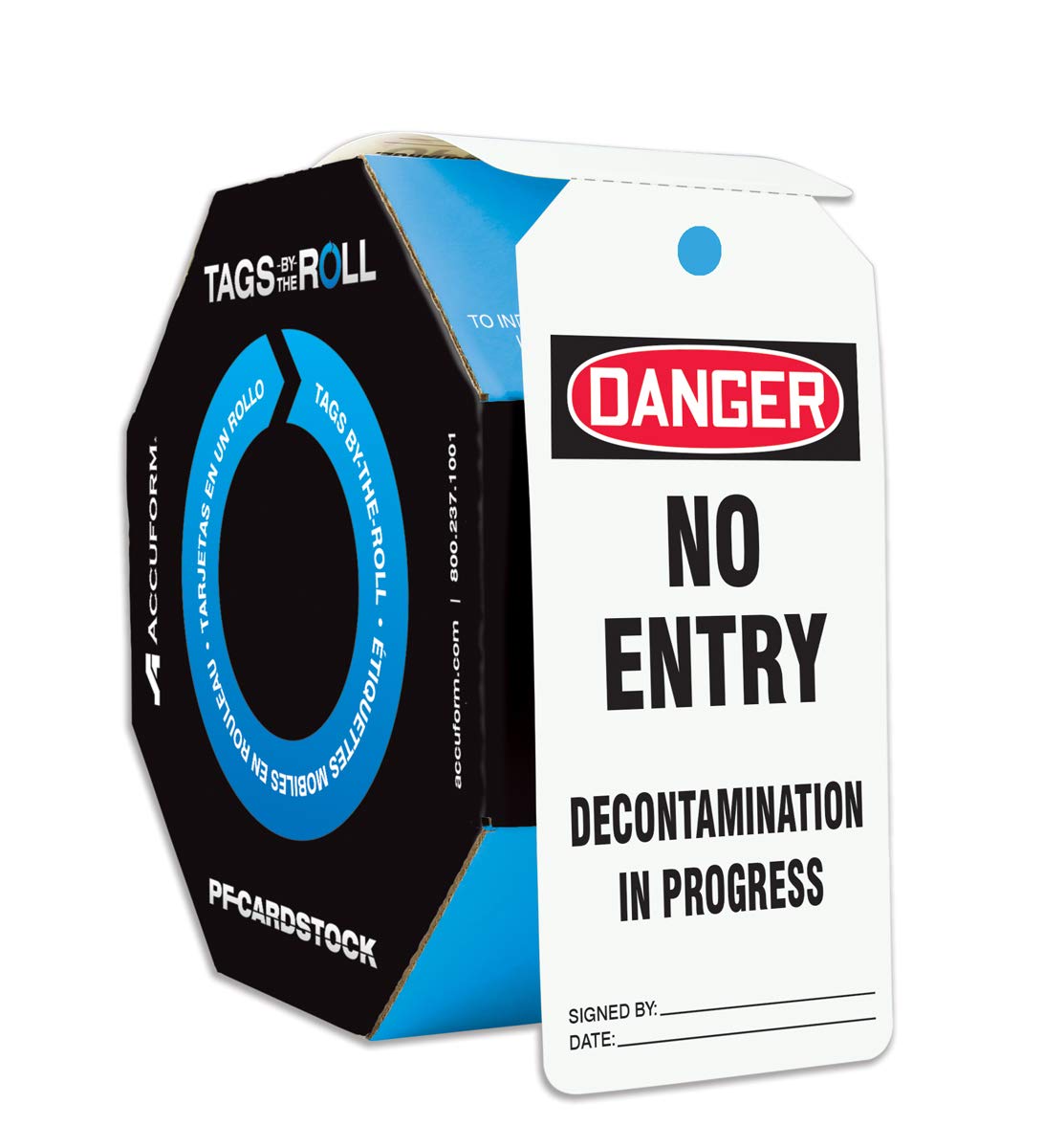 Danger No Entry Decontamination in Progress Safety Tags, 100 per Roll, Pack of 2 T212665