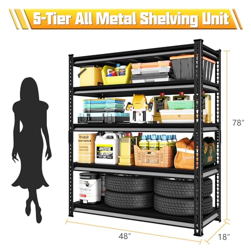 48" W Blue 3-Tier Metal Garage Shelving Q534