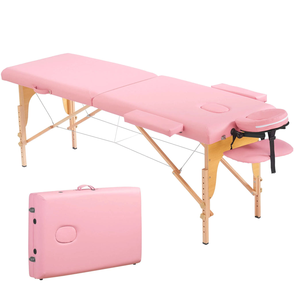 Pink Portable Massage Table 84 Inches 2 Fold Adjustable M130