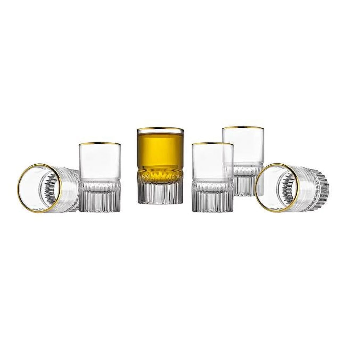 Set of 6 Shot Glasses with Gold Rim J2945